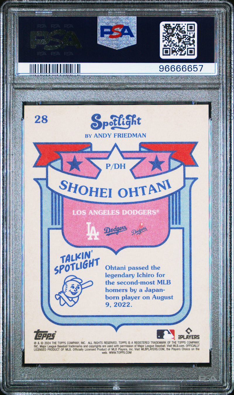 Graded 2024 Topps Spotlight Shohei Ohtani #28 Baseball Card PSA 10 Gem Mint