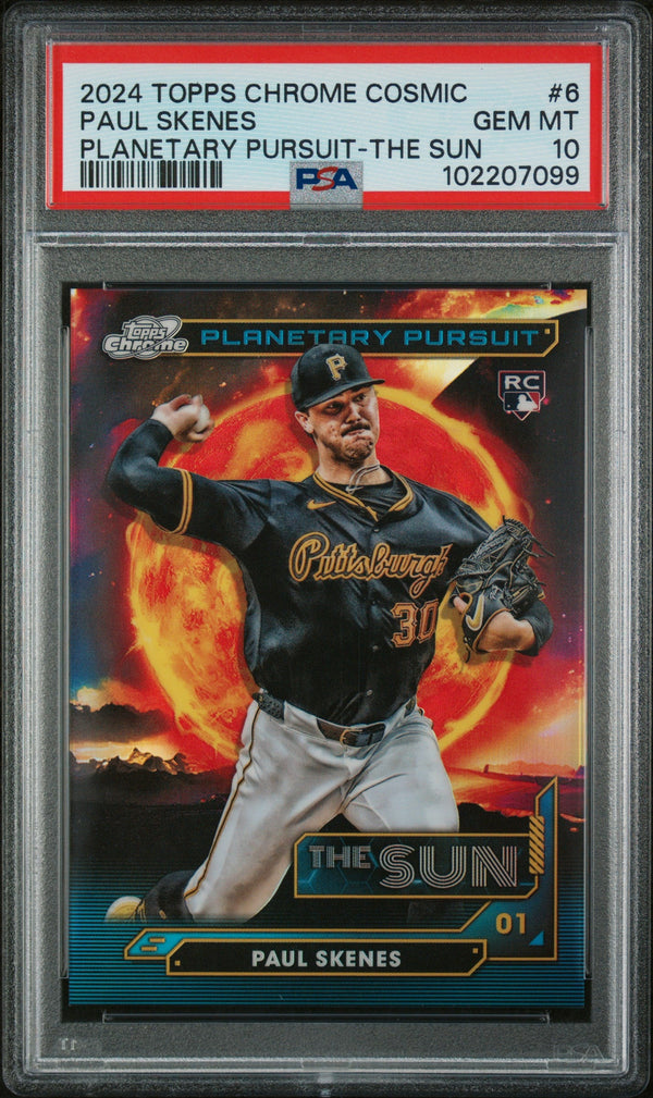 Graded 2024 Topps Chrome Cosmic Paul Skenes #6 Planetary Pursuit The Sun Rookie RC Baseball Card PSA 10 Gem Mint