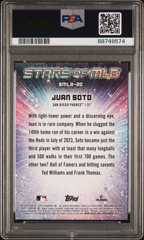 Graded 2024 Topps Juan Soto #SMLB20 Stars of MLB Red #/75 Baseball Card PSA 10 Gem Mint