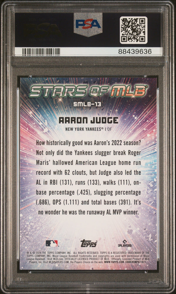 Graded 2024 Topps Aaron Judge #SMLB13 Stars of MLB Red #/75 Baseball Card PSA 10 Gem Mint