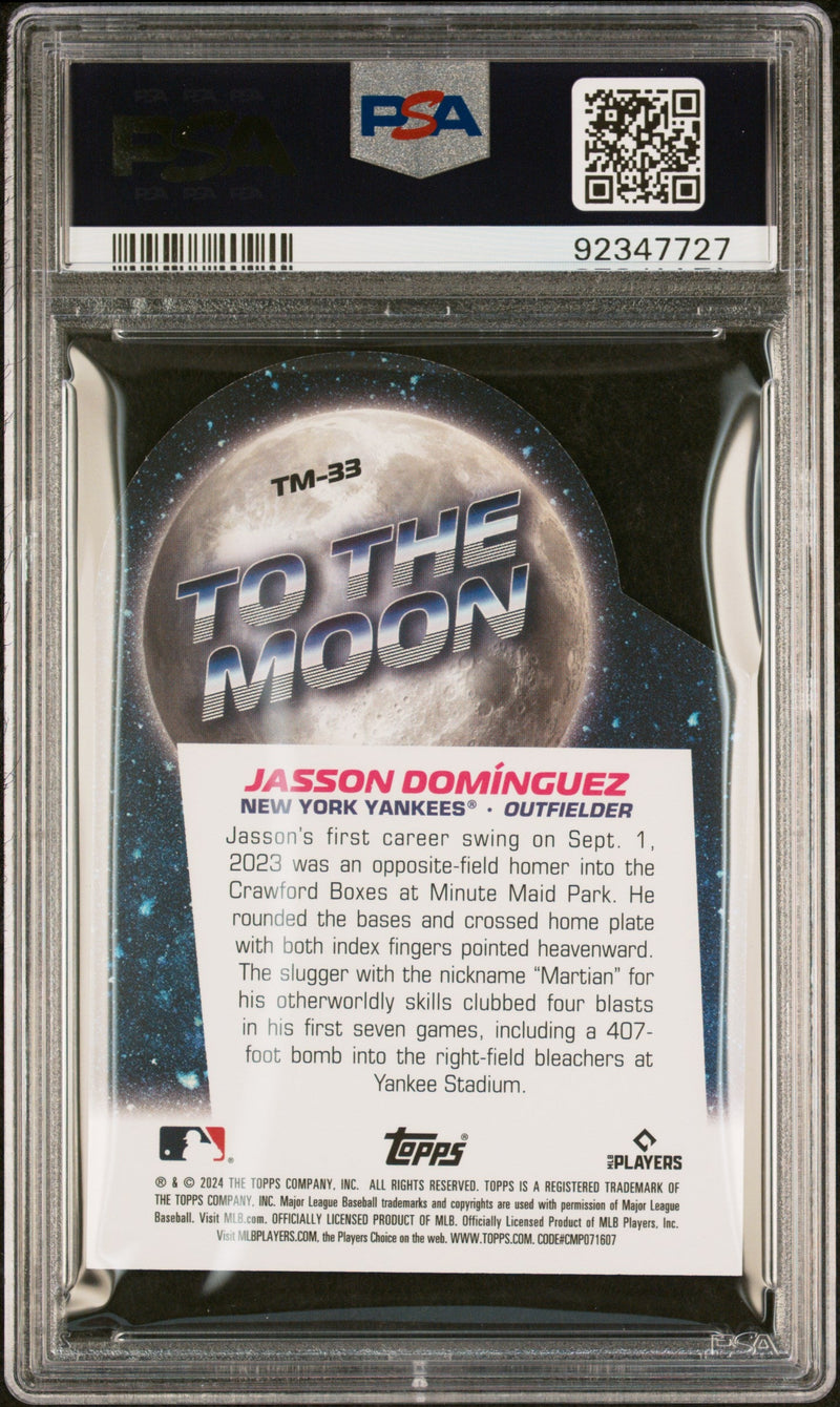 Graded 2024 Topps Big League Jasson Dominguez #TM33 To The Moon Die Cut Rookie RC Baseball Card PSA 10 Gem Mint