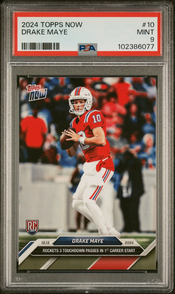 Graded 2024 Topps Now Drake Maye #10 Rookie RC Football Card PSA 9 Mint
