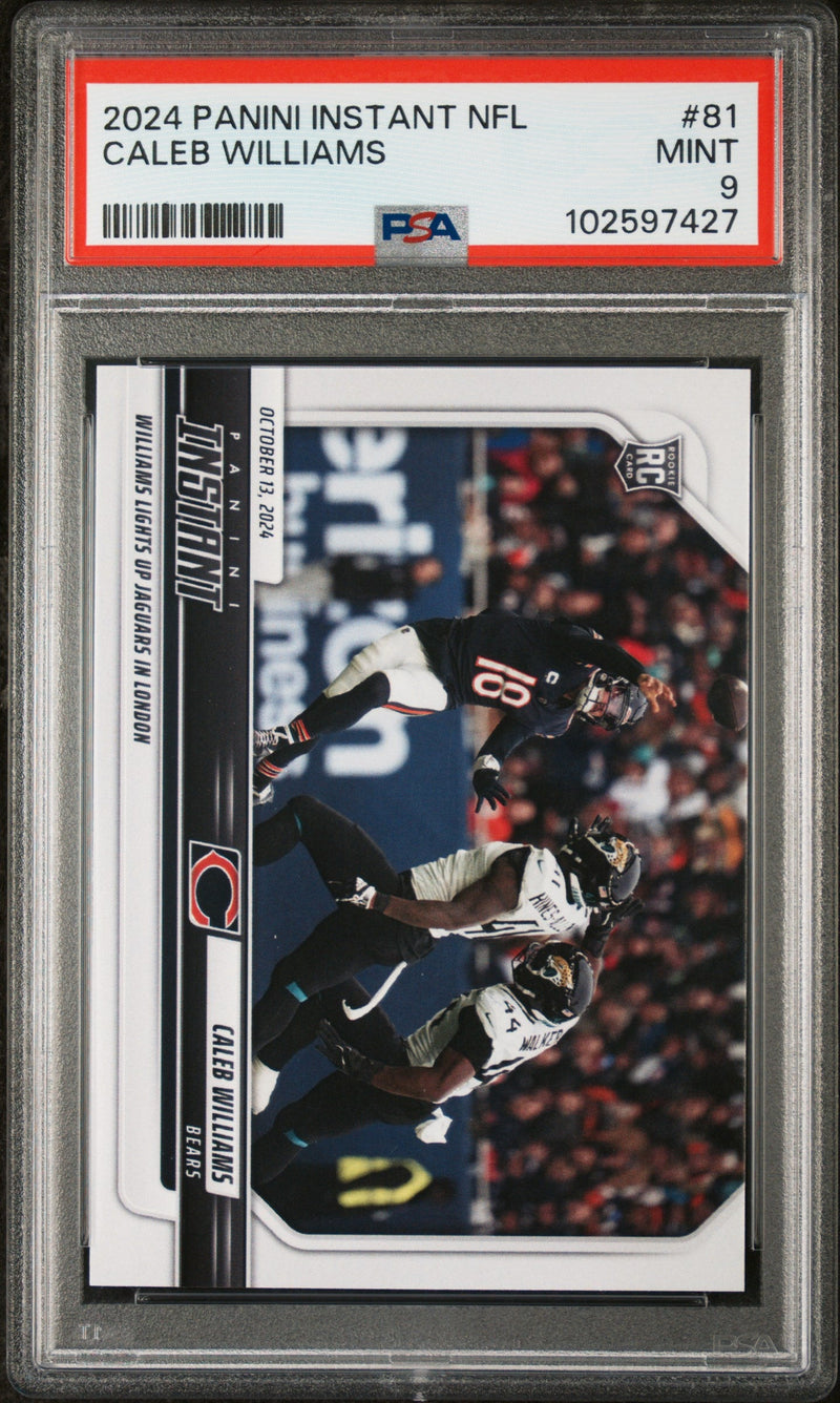 Graded 2024 Panini Instant NFL Caleb Williams #81 Rookie RC Football Card PSA 9 Mint