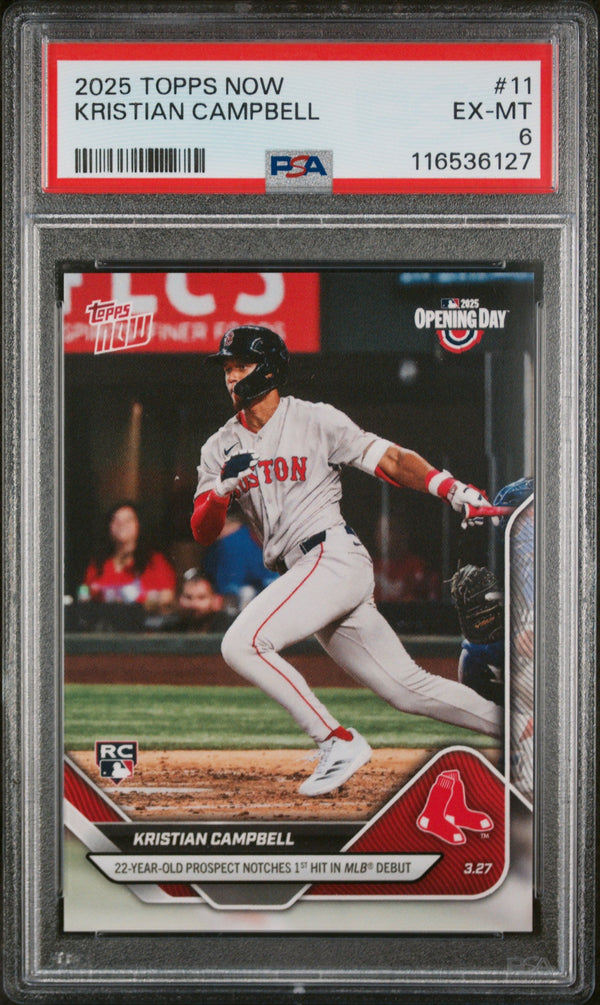 Graded 2025 Topps Now Kristian Campbell #11 Rookie RC Baseball Card PSA 6 EX