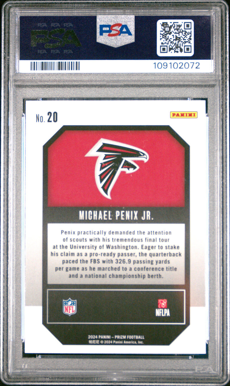 Graded 2024 Panini Prizm Michael Penix Jr #20 Emergent Rookie RC Football Card PSA 10 Gem Mint