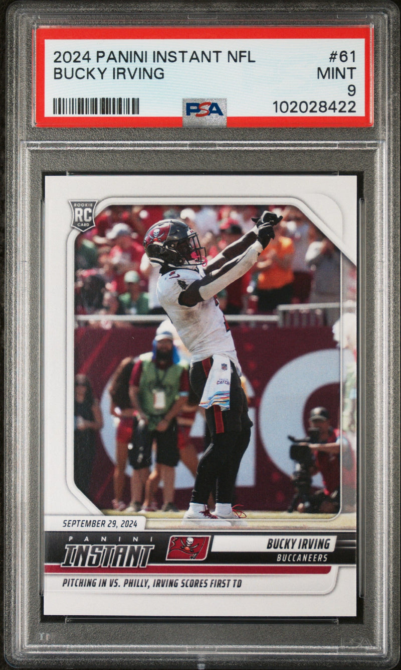 Graded 2024 Panini Instant NFL Bucky Irving #61 Rookie RC Football Card PSA 9 Mint