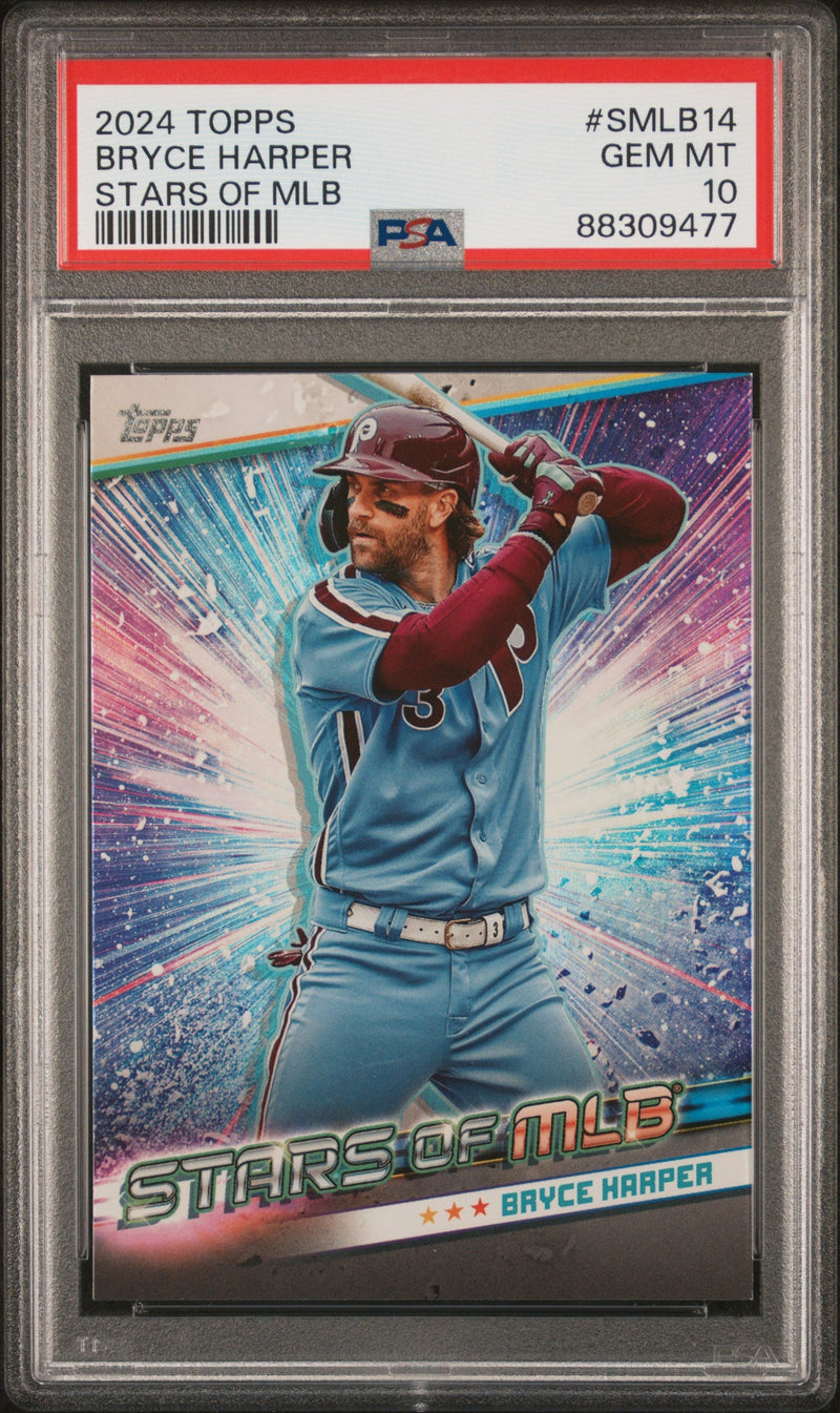 Graded 2024 Topps Bryce Harper #SMLB14 Stars of MLB Baseball Card PSA 10 Gem Mint