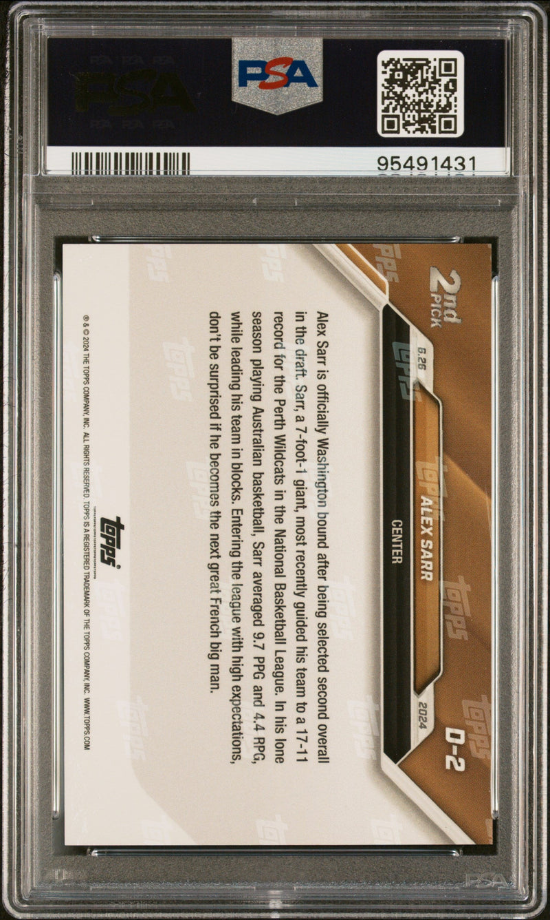 Graded 2024 Topps Now Alex Sarr #D2 Draft Rookie RC Basketball Card PSA 9 Mint