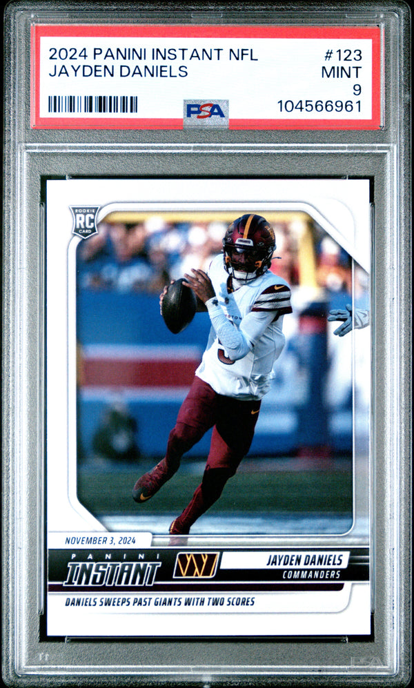Graded 2024 Panini Instant NFL Jayden Daniels #123 Rookie RC Football Card PSA 9 Mint