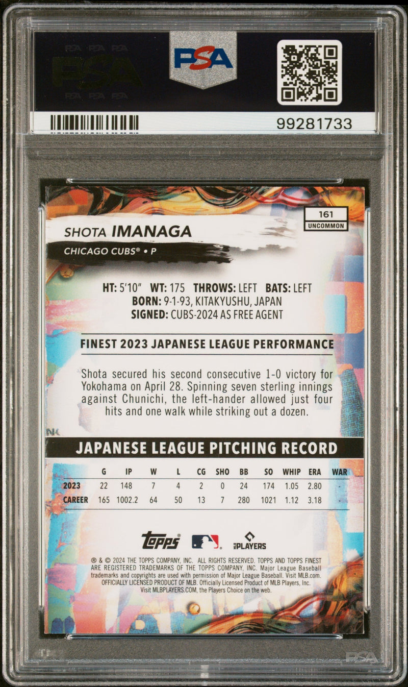 Graded 2024 Topps Finest Shota Imanaga #161 Rookie RC Baseball Card PSA 9 Mint