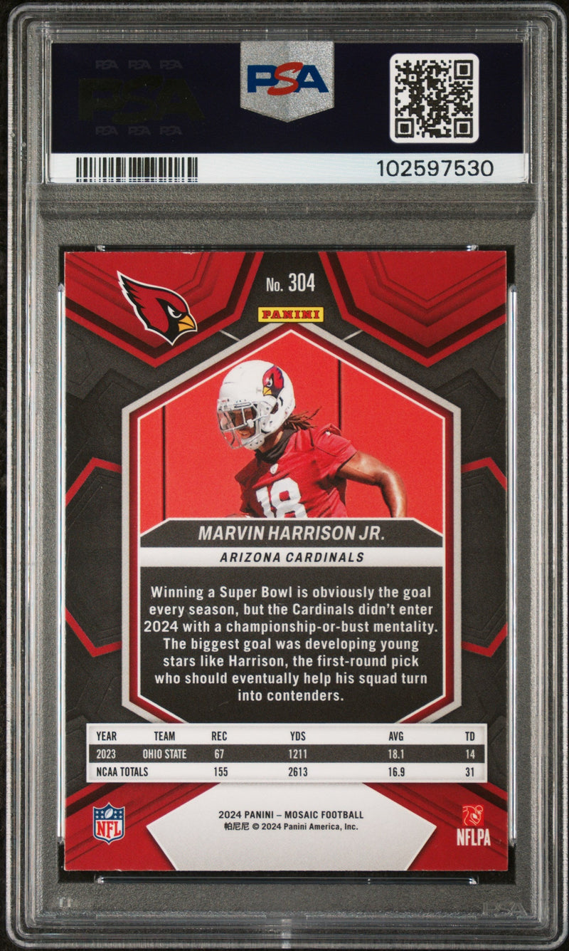 Graded 2024 Panini Mosaic Marvin Harrison Jr #304 Rookie RC Football Card PSA 9 Mint