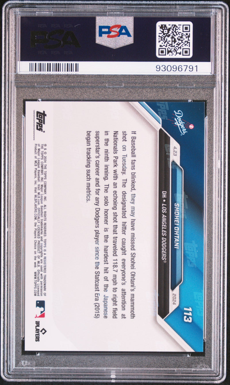 Graded 2024 Topps Now Shohei Ohtani #113 Baseball Card PSA 10 Gem Mint