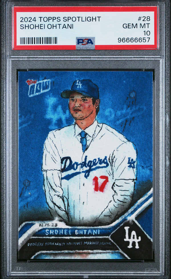 Graded 2024 Topps Spotlight Shohei Ohtani #28 Baseball Card PSA 10 Gem Mint