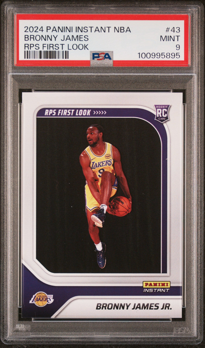 Graded 2024 Panini Instant NBA Bronny James #43 RPS First Look Rookie RC Basketball Card PSA 9 Mint