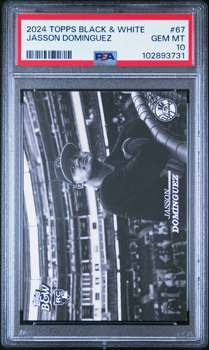 Graded 2024 Topps Black & White Jasson Dominguez #67 Rookie RC Baseball Card PSA 10 Gem Mint
