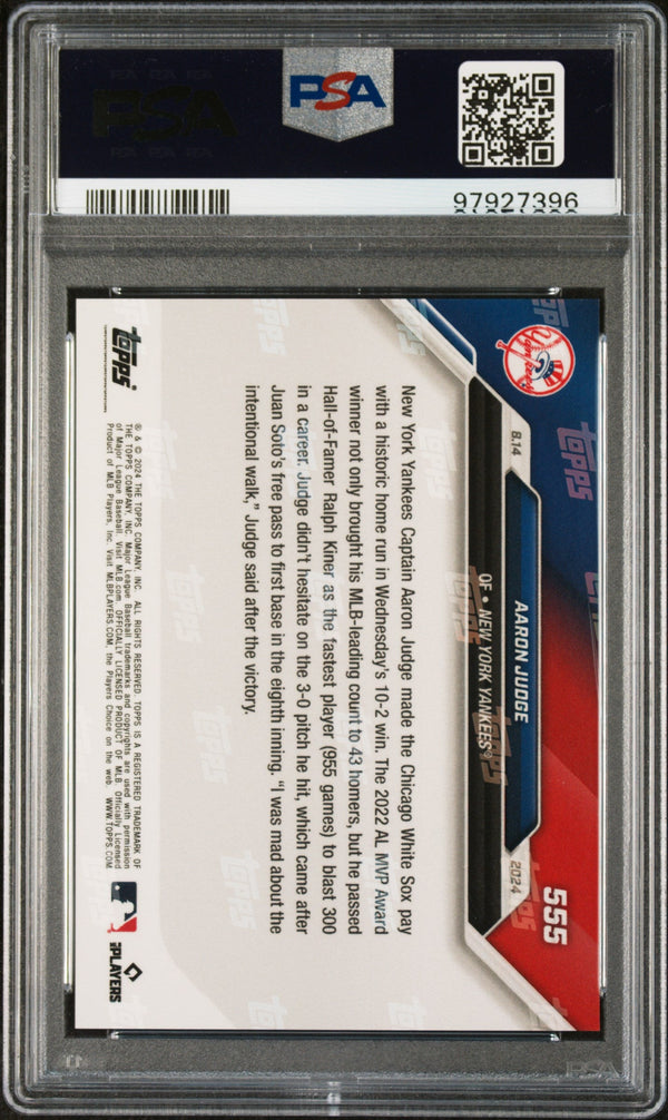 Graded 2024 Topps Now Aaron Judge #555 Fastest to 300 HRs Baseball Card PSA 10 Gem Mint