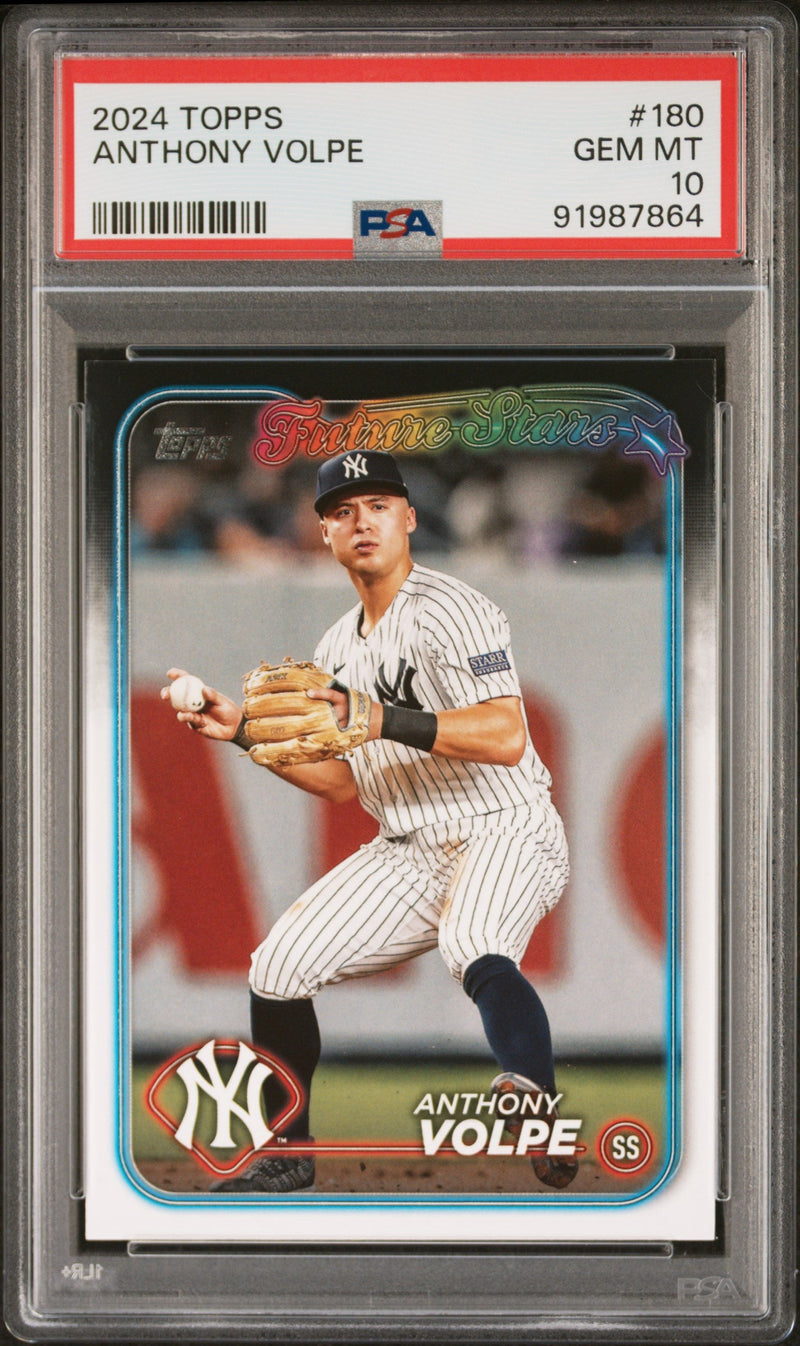 Graded 2024 Topps Anthony Volpe #180 Baseball Card PSA 10 Gem Mint