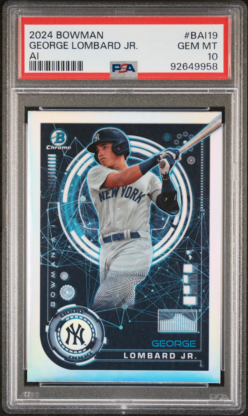 Graded 2024 Topps Bowman George Lombard Jr #BAI19 AI Rookie RC Baseball Card PSA 10 Gem Mint