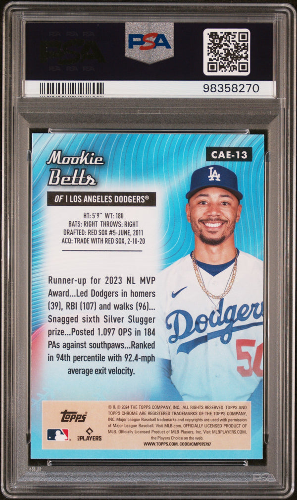Graded 2024 Topps Chrome Mookie Betts #CAE13 All Etch Baseball Card PSA 10 Gem Mint