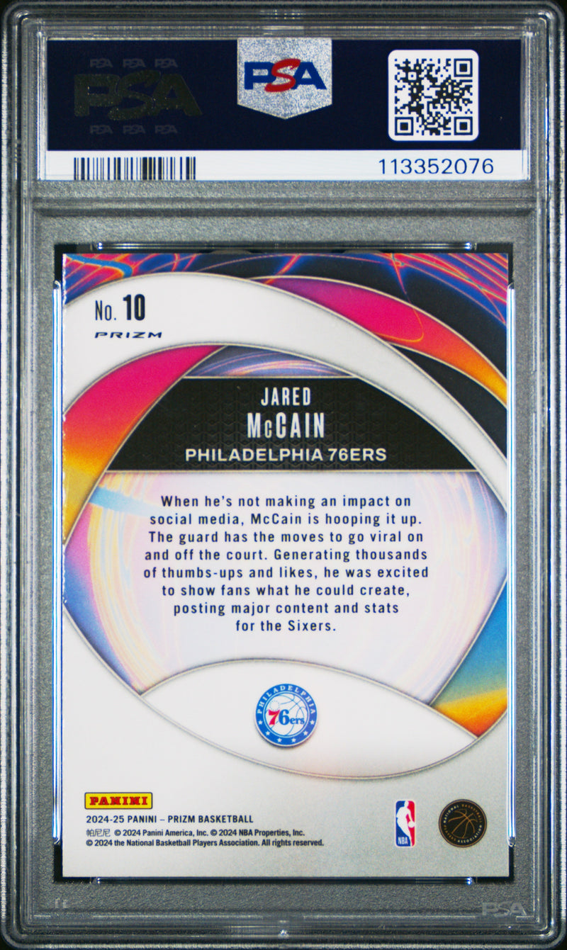 Graded 2024 Panini Prizm Jared McCain #10 Instant Impact Silver Prizm Rookie RC Basketball Card PSA 10 Gem Mint