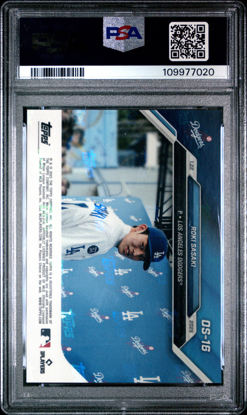 Graded 2024 Topps Now Roki Sasaki #OS16 Offseason Rookie RC Baseball Card PSA 9 Mint