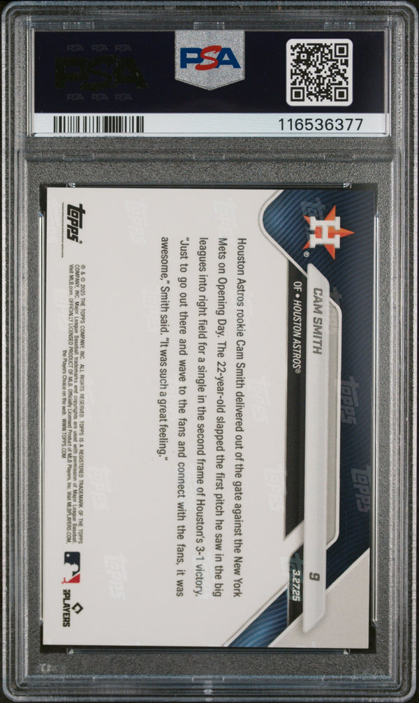 Graded 2025 Topps Now Cam Smith #9 Rookie RC Baseball Card PSA 9 Mint