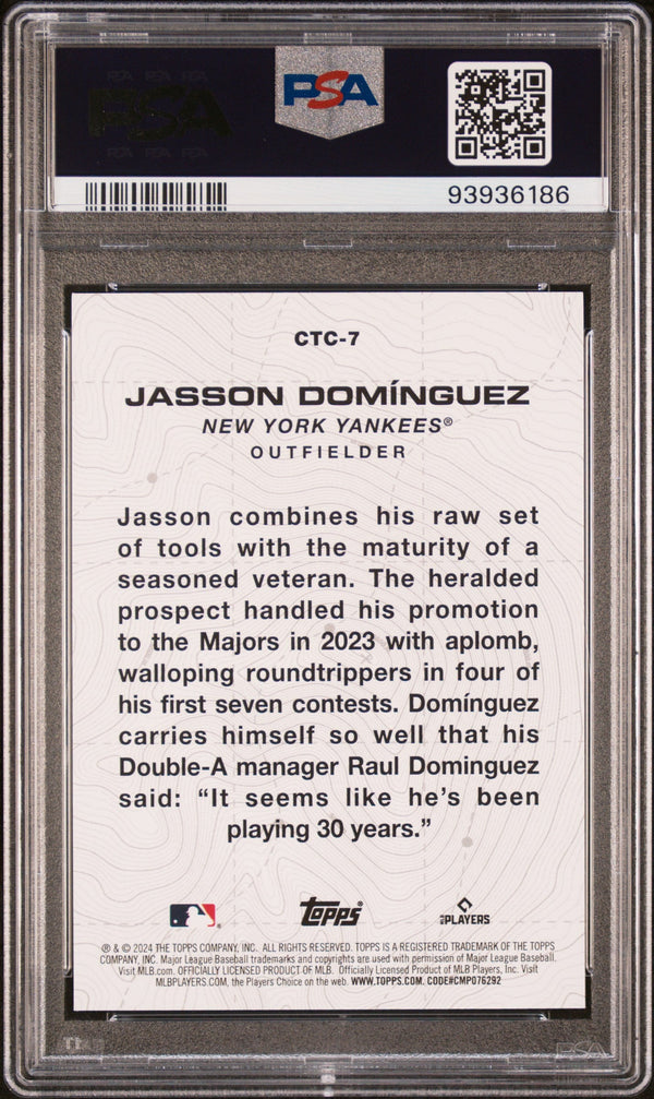 Graded 2024 Topps Jasson Dominguez #CTC7 City to City Rookie RC Baseball Card PSA 10 Gem Mint
