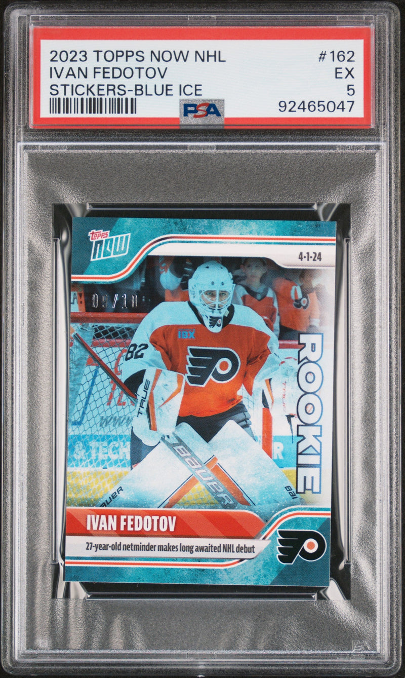 Graded 2023 Topps Now Ivan Fedotov #162 Blue #/10 Stickers Rookie RC Hockey Card PSA 5 EX