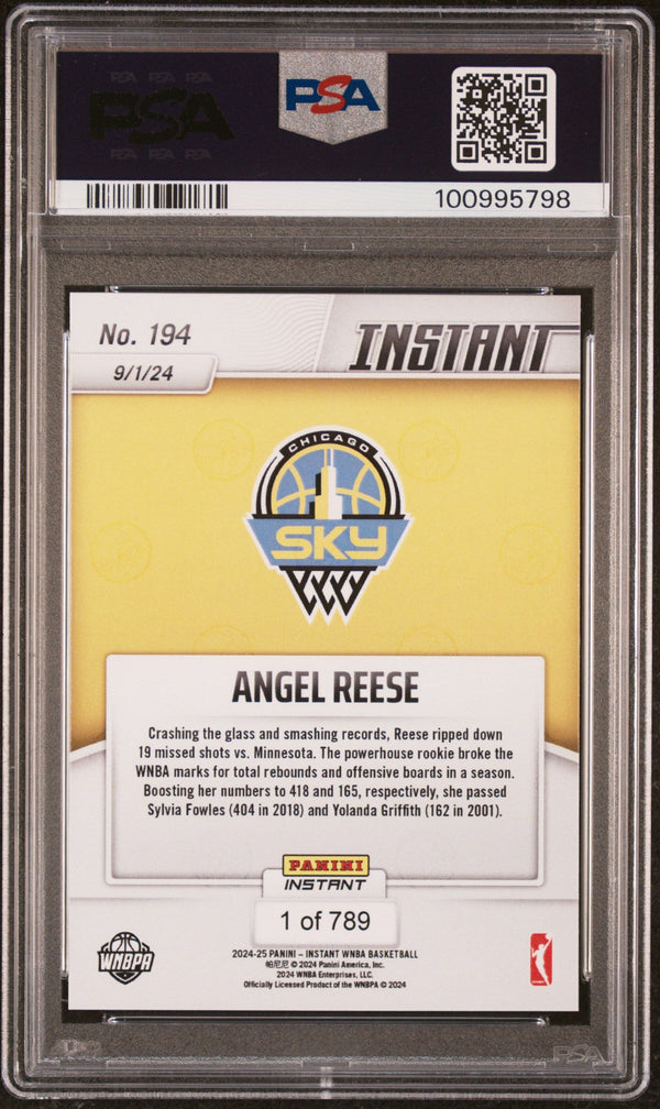 Graded 2024 Panini Instant WNBA Angel Reese #194 Rookie RC Basketball Card PSA 10 Gem Mint